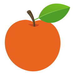 Orange fruit illustration vector graphic design with leaf and stem for healthy eating concept