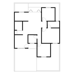 Architecture plan with furniture. home floor plan, isolated on white background, stock illustration.