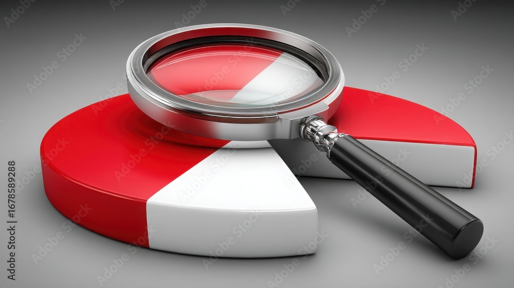 Aufkleber close-up view of a magnet with a red and white flag symbolizing detailed insights in pie slice conce