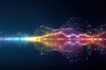Abstract digital waves reflected on water