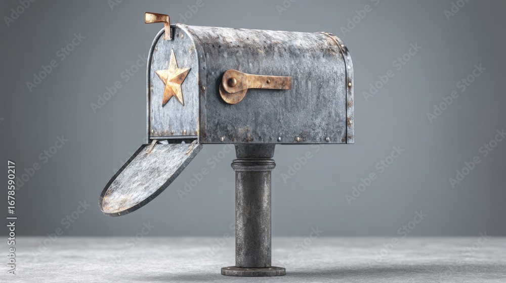 Poster mailbox with star in opening concept representing vip subscriber status and exclusive offers for cus
