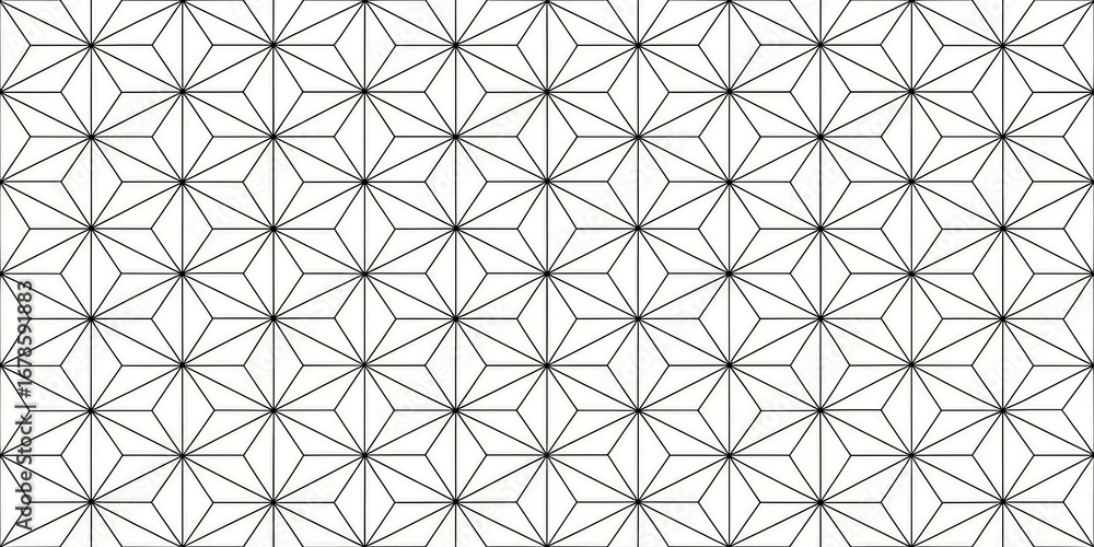 Poster intricate geometric pattern with repeating diamond shapes and delicate line art on a white backgroun