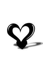 heart from a metal, heart with a heart. Solid black heart shape - 1