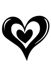 silver heart on white background, heart from a metal, heart with a heart. Solid black heart shape - 1