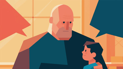 Illustration of A Man with a Child Design Template