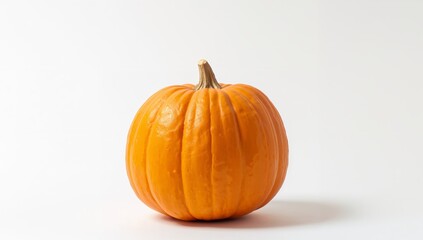 Isolated Orange Pumpkin, Perfect for Halloween, Thanksgiving, or Autumn Decor.