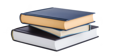 Stack of three books illustration on transparent png background