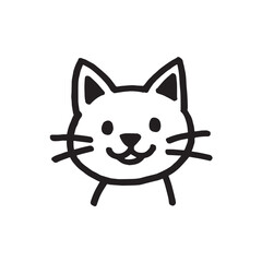 Cat Doodle Black and White Illustration Vector Image Cute Kitten Sketch Line Art Drawing Silhouette