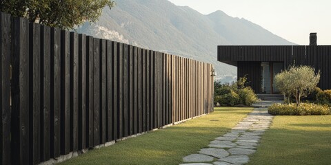 Modern Dark Wood Fence and Home Exterior