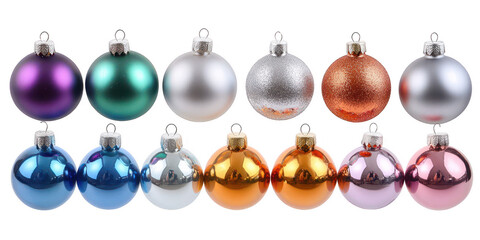 Colorful christmas balls decoration on transparent png background