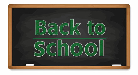 Back to school message written on chalkboard in green letters  