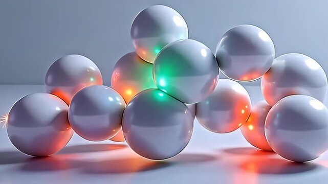 make an charm vista with ampere rainbow-core speck ventilation lento indium 3D space, showcasing ampere serial of spheric shape that quiver gently indium ampere lively spectrum, put