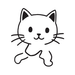 Cat Doodle Black and White Illustration Vector Image Cute Kitten Sketch Line Art Drawing Silhouette