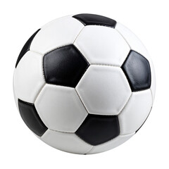Naklejka premium A classic black-and-white soccer ball is isolated against a white background, perfect for sports equipment illustrations
