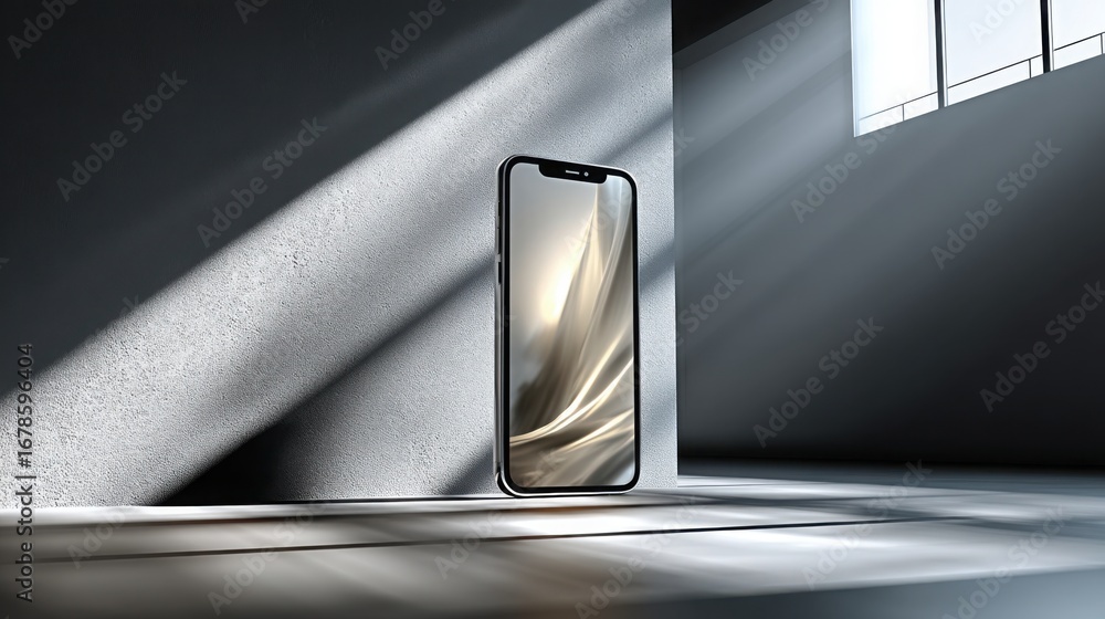 Aufkleber cell phone displaying a projected automation wave representing the future of technology and digital 