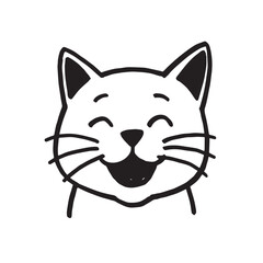 Cat Doodle Black and White Illustration Vector Image Cute Kitten Sketch Line Art Drawing Silhouette