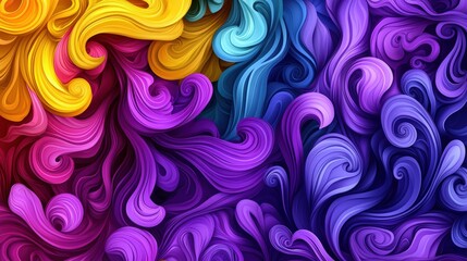 Fototapeta premium A mesmerizing abstract background showcasing a symphony of swirling patterns and vibrant colors, including luscious violets, sunny yellows, and deep magentas, embodying the spirit of a sale. The