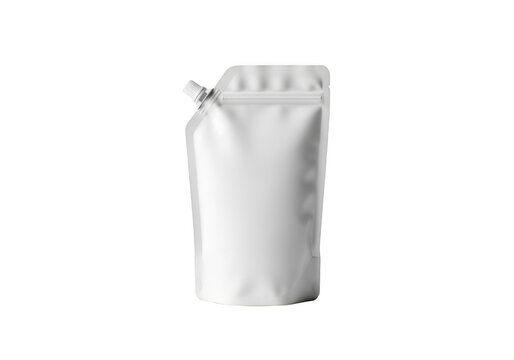 White stand up pouch with spout isolated on transparent background