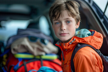 A family enjoys quality time together during a camping generative AI