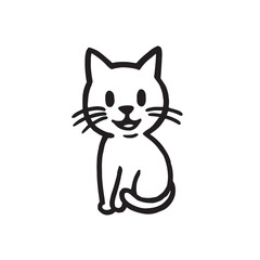 Cat Doodle Black and White Illustration Vector Image Cute Kitten Sketch Line Art Drawing Silhouette