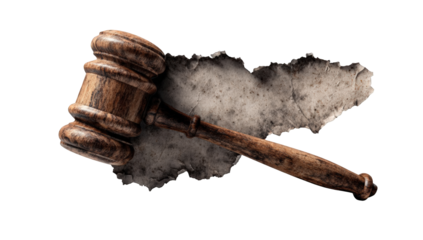 Gavel on aged parchment