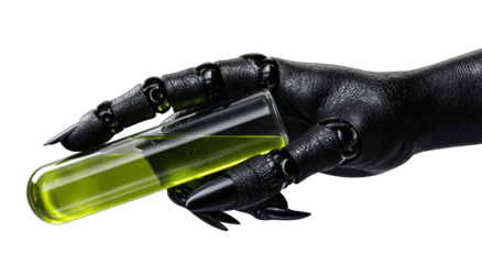 Robotic hand holding a test tube