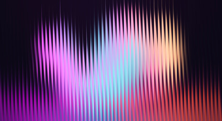 Abstract digital art with vibrant neon color gradients and vertical line patterns creating a futuristic cityscape illustration