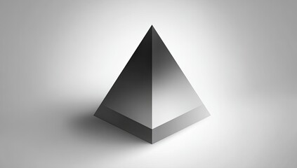 Fototapeta premium Dark gray pyramid on light gray background