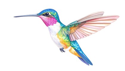 Vibrant hummingbird in flight