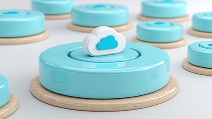 Captivating blue and white object representing a multi-node network icon highlighting live data concept