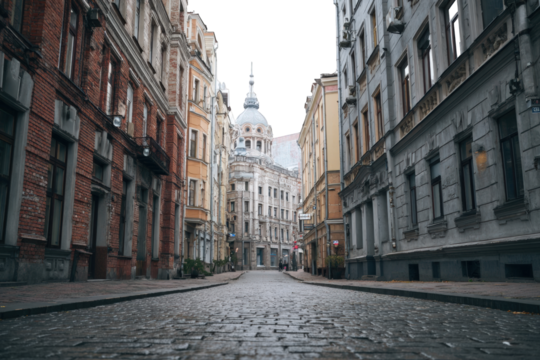 A narrow, paved city street