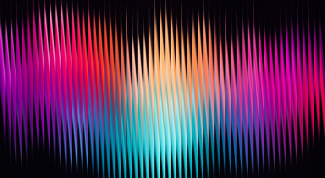 Vibrant abstract sound wave visualization with blended colors and vertical lines illustration