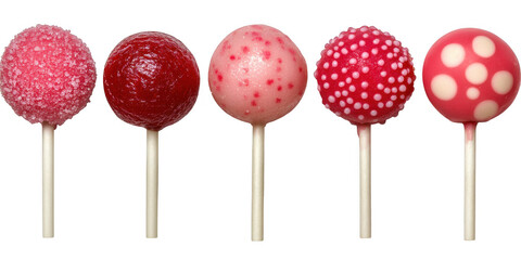 Assorted colorful cake pops isolated on transparent png background