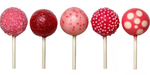 Assorted colorful cake pops isolated on transparent png background