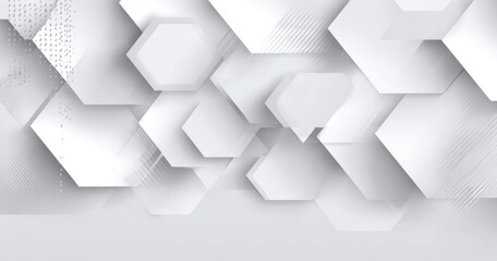 Fototapeta premium Abstract background of layered, light gray hexagons