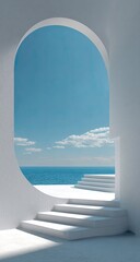 White archway, ocean view