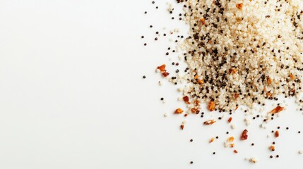 Colorful quinoa grains on white background in studio setting