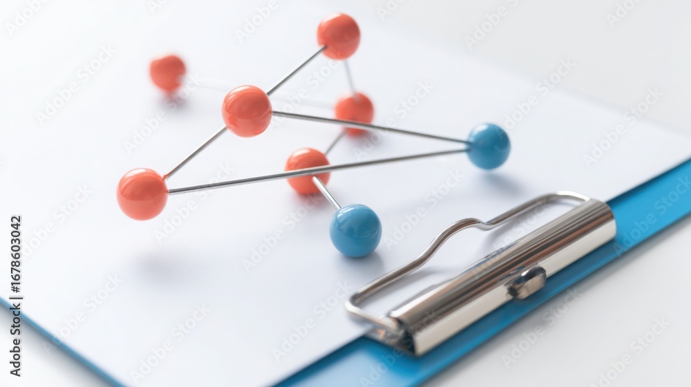 Poster a collection of colorful pins spread across a piece of paper emphasizing organization and creative d