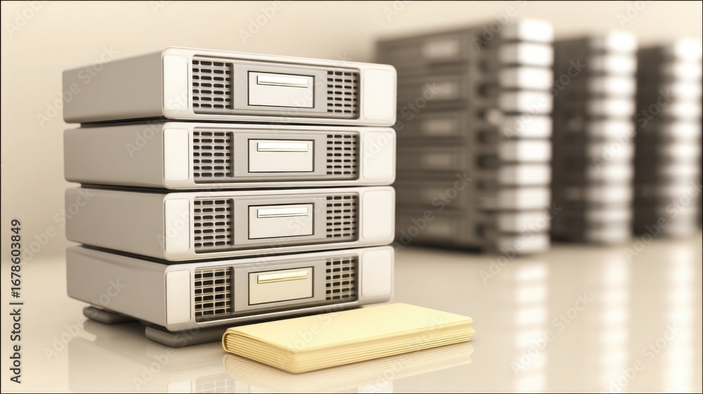 Leinwandbilder a stack of servers displaying the concept of digital collaboration and connection in modern technolo