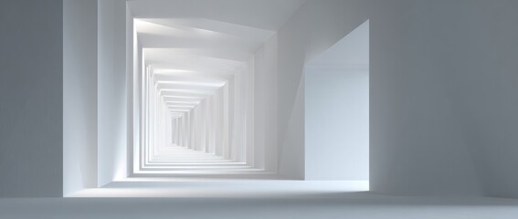 Fototapeta premium Empty white architectural tunnel