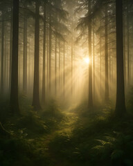 Obraz premium Misty Morning Forest