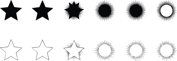 Stars and radial burst shapes for modern designs, perfect for awards and decorations