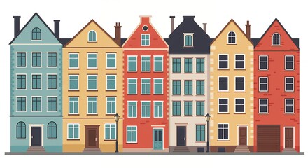 Fototapeta premium Colorful european style building illustration