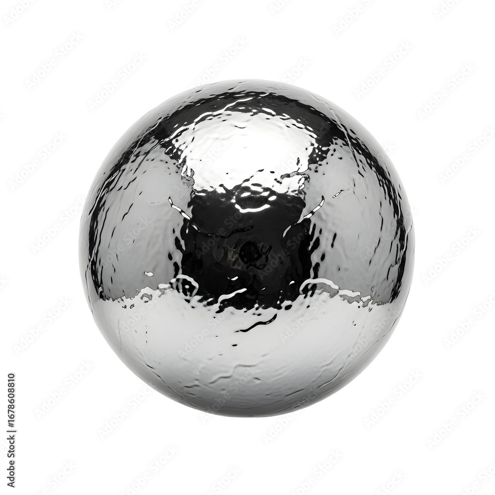 Fototapete chrome sphere with a reflective surface isolated on transparent background, showcasing its smooth te
