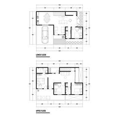 Architecture plan with furniture. home floor plan, isolated on white background, stock illustration.