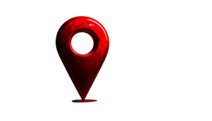 Red map pointer, isolated on white background, symbolizes location, navigation, direction, destination, GPS, travel, route, pinpoint, positioning, marking, orientation, map, sign, indicator, location 