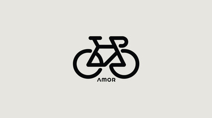 Fototapeta premium A minimalist logo of a bicycle with the word amor underneath it on a light beige background