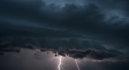 Powerful stormy sky lightning cloudscape