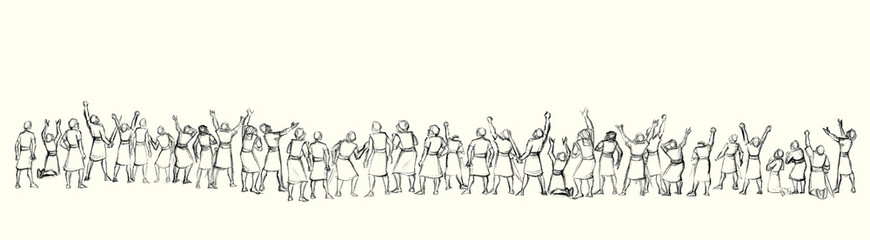 Obraz premium Pencil drawing. The Fall of the Walls of Jericho