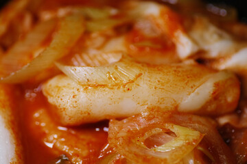 Top view of Tteokbokki. One of famous Korean snack